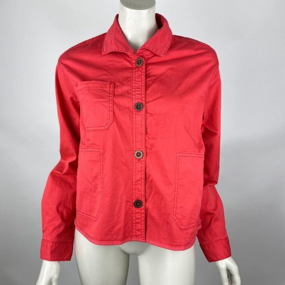 Anthropologie Chino Swing Jacket Long Sleeve Pockets‎ Collared Cotton Women M
